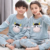 Mùa thu và mùa đông đồ ngủ trẻ em san hô lông cừu đàn ông và phụ nữ flannel trong cậu bé lớn béo cậu bé hoạt hình dày cha mẹ-con đồ lót nam cao cấp