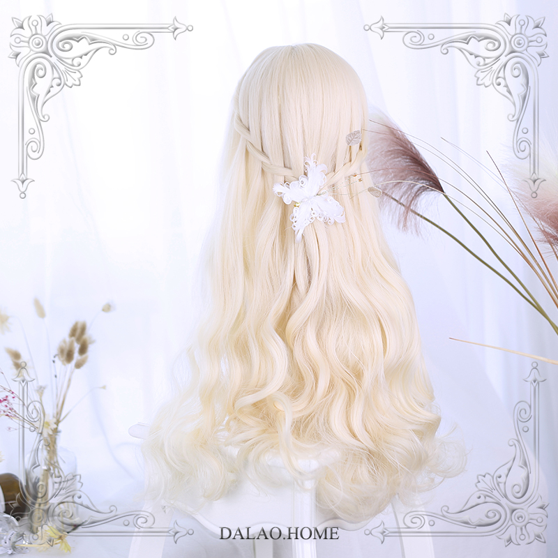Liya Platinum| Big brother's house | Harajuku Soft girl Lolita 「 洝 Leah  Anlya 」 65cm white Tung flax big roll Wigs