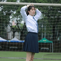 Рубашка, мини-юбка, галстук, эластичная талия