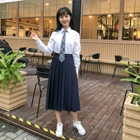 Рубашка, длинная юбка, галстук, эластичная талия