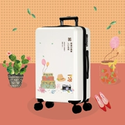 Phim hoạt hình vali nữ phiên bản tiếng Hàn của mạng nhỏ nhỏ màu đỏ xe đẩy trường hợp phổ quát bánh xe dễ thương vali sinh viên hộp mật khẩu - Va li