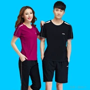 Quần short cotton mùa hè vài bộ đồ thể thao mỏng Kích thước lớn Jordan nữ chạy bộ thể thao nửa tay áo T-shirt quần áo nam - Thể thao sau