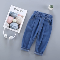 Quần jeans bé gái xuân hè 2019 mới cho bé Hàn Quốc quần dài mùa xuân quần lửng nữ quần bé cà rốt - Quần shop quần áo trẻ em