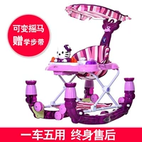 Baby Walker 6 7-18 tháng chống rollover đẩy có thể ngồi bé nhạc walker đa chức năng gấp xe tròn tập đi