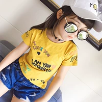 2018 mùa hè mới Hàn Quốc gia đình mặc thư thời trang in ngắn tay T-Shirt giản dị cha mẹ và con áo sơ mi shop bán đồ trẻ em