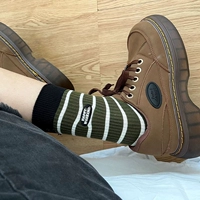 Nick Socks Retro полосатый дизайн вышивки с двумя японскими американскими американскими в стиле среднего стиля корейской укладки