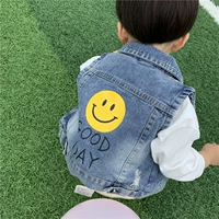 Детский джинсовый осенний тонкий жилет подходит для мужчин и женщин, 2020, в корейском стиле