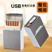 Được đóng gói với 20 hộp thuốc lá có sạc USB nhẹ hơn túi mềm gió hương thuốc lá điện tử nhẹ hơn hộp thuốc lá siêu mỏng - Bật lửa