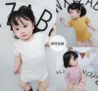 Mùa hè 2018 mới áo liền thân màu ngắn tay ngoài mặc quần áo leo núi sơ sinh cotton mỏng phần quần áo Xiêm đồ ngủ bé gái