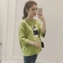 Thai sản váy mùa hè lỏng kích thước lớn ngắn tay T-Shirt mùa hè ngắn thời trang Hàn Quốc 2018 mới phụ nữ mang thai áo triều đầm bầu dự tiệc