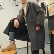 Áo khoác nam 2018 phổ biến phiên bản nam mùa đông Hàn Quốc trong chiếc áo khoác dài len rộng áo len dày chắn gió đại học