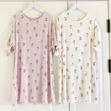 Мультяшная летняя пижама, розовая юбка, тонкое платье, милое платье-футболка, короткий рукав, свободный крой