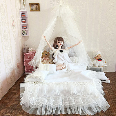 taobao agent BJD baby bed 3/4, customized lace princess nine -piece bed sheet pillow pillow SD/DD/60cm baby house furniture accessories