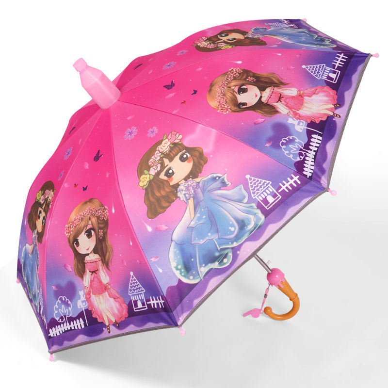 晴雨两用黑胶儿童雨伞男女学生幼儿园卡通半自动防水套长柄晴雨伞