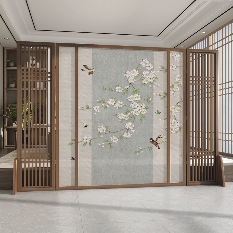 Tùy chỉnh 
            màn hình mới theo phong cách Trung Quốc vách ngăn phòng khách lối vào chặn văn phòng khách sạn phòng trà lối vào cảnh quan lưới tản nhiệt bằng gỗ nguyên khối màn hình chỗ ngồi vách gỗ ngăn phòng khách 