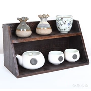 Trà gỗ rắn đặt tách trà ấm trà kệ máy tính để bàn nhiều kho báu kệ tường hộp xiên hai lưới kệ trà đổ - Trà sứ