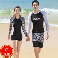 Cặp vợ chồng Hàn Quốc đồ bơi nữ chia tay dài tay sứa phù hợp với ống thở phù hợp với quần áo lướt nhanh quần áo chống nắng - Vài đồ bơi 	đồ đôi đi biển màu xanh