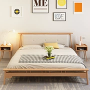 Tất cả các giường gỗ rắn 1,5 m 1,8 m giường đôi Bắc Âu tối giản hiện đại nội thất phòng ngủ Nhật trắng giường gỗ sồi - Giường