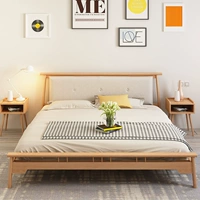 Tất cả các giường gỗ rắn 1,5 m 1,8 m giường đôi Bắc Âu tối giản hiện đại nội thất phòng ngủ Nhật trắng giường gỗ sồi - Giường giường pallet giá rẻ