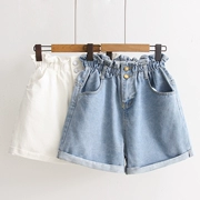 12 cô gái 13 quần short denim mùa hè Trẻ em 15 tuổi học sinh trung học mặc quần hoang dã nửa mỏng mỏng quần nóng - Quần jean