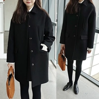 Áo len nữ phần ngắn Hàn Quốc phiên bản 2018 mùa đông mới mỏng sinh viên đơn ngực lỏng giản dị áo len áo khoác dù nữ