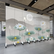 Tùy chỉnh 
            mới kiểu Trung Quốc hoa sen phân vùng màn hình gấp di động phòng khách văn phòng rèm che đơn giản phòng ngủ hiện đại kính chắn gió