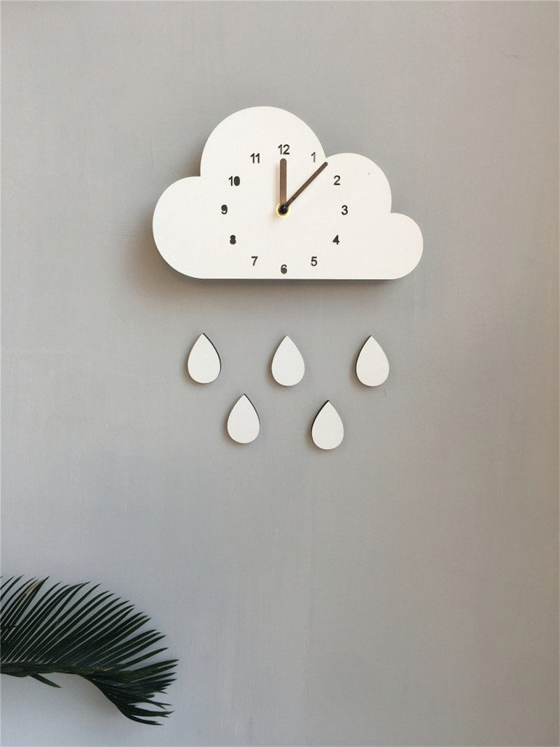 Home Cloud Water Drops Silent Wall Decoration Children's Room Clock Pendant Photography Prop_voghion.com
