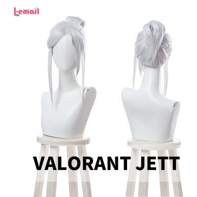 taobao agent [Blueberry] Valorant Jett Jet COS wig silver -white shape ponytail short hair cosplay fake hair