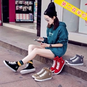 Giày nữ cộng với nhung 2018 thu đông 2018 Giày cao gót hip hop thủy triều Hàn Quốc của giày đế xuồng da thật cho bé