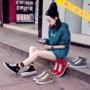 Giày nữ cộng với nhung 2018 thu đông 2018 Giày cao gót hip hop thủy triều Hàn Quốc của giày đế xuồng da thật cho bé giày thể thao nữ cao cổ màu đen