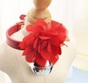Three dimensional small bell, red choker, flowered