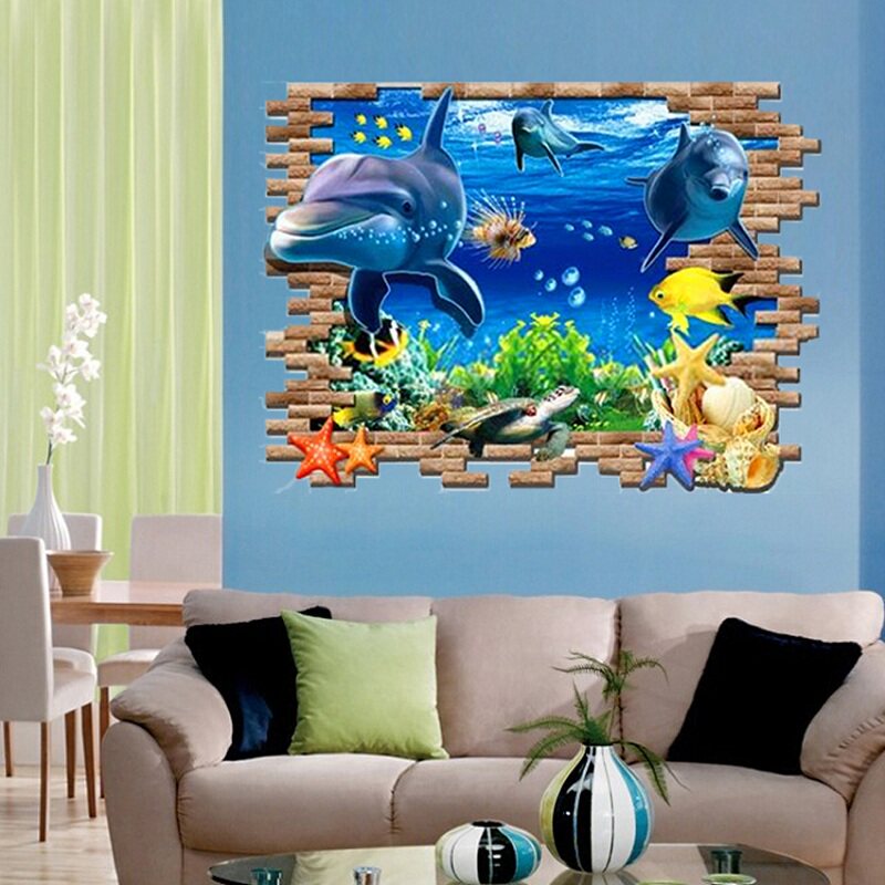 3d立体墙贴纸贴画个性防水地板1片