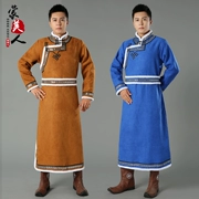 Truyền thống nam Mông Cổ áo thu đông da hoẵng dày ấm Mông Cổ quần áo áo Mông Cổ cuộc sống hàng ngày