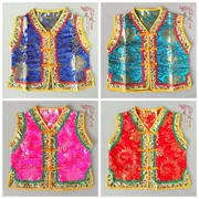 Mông cổ trẻ em vest trang phục dịch vụ hàng ngày Mông Cổ trang phục trẻ em vest màu đỏ vai vest