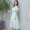 Mùa hè mới thời trang Hàn Quốc của phụ nữ cổ tròn gợn vai ngọt ngào đi nghỉ mát bên bờ biển váy voan dài - Váy dài