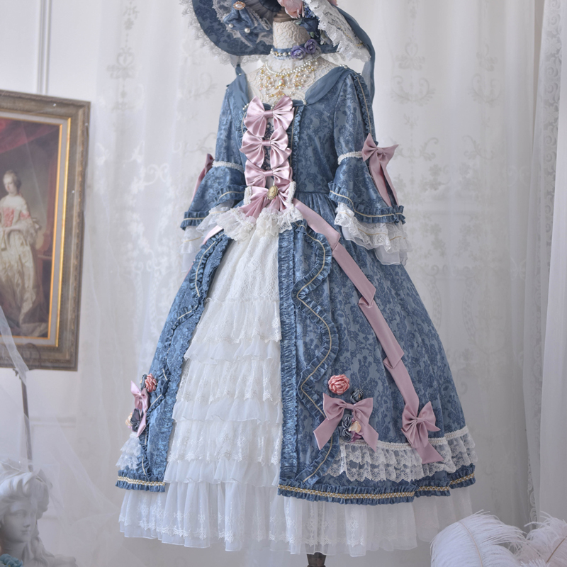 Haze Blue Single Skirt (In Stock)【 goods in stock 】 【 ZJ STORY 】 【 Peng Padu 】 ZJ19 limit Flower marriage Lolita skirt Lolita Dress