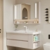 Tủ phòng tắm phong cách kem kiểu Pháp kết hợp tủ gương đơn giản hiện đại gốm tích hợp lưu vực bên lưu trữ chậu rửa mặt chậu rửa tay tủ gương treo tường mẫu tủ gương phòng tắm 