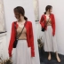 Phần mỏng đan áo khoác cardigan nữ 2018 mới của Hàn Quốc phiên bản của hoang dã rắn màu lỏng đoạn ngắn Slim mỏng áo triều Đan Cardigan