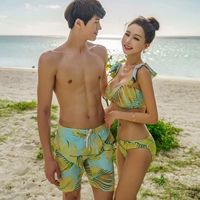2018 mới Hàn Quốc nhỏ bằng gỗ tươi tai áo tắm nữ cảm giác chia tam giác áo tắm bãi biển bikini - Vài đồ bơi 	đồ đi biển cặp đôi	
