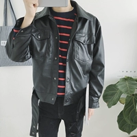 Hồng Kông quần áo da nam thủy triều thiết kế nam phiên bản Hàn Quốc của áo khoác da ngắn tự trồng thanh niên áo khoác nam giản dị quần áo thời trang nam cá tính