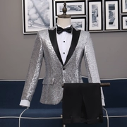 Trang phục nam ca sĩ đính sequin bạc đầm dự tiệc nghi lễ chủ nhà trang phục hợp xướng phù hợp với mùa đông - Suit phù hợp
