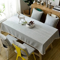 Mỹ khăn trải bàn vải cotton và linen màu rắn văn học bàn khăn trải bàn hiện đại nhỏ gọn vuông vòng sọc bảng bàn cà phê mat khăn trải bàn ăn chống thấm