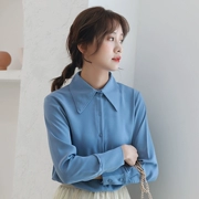 Áo voan nữ chuyên nghiệp Hàn Quốc áo dài tay trắng giản dị nữ 2019 áo sơ mi khí mùa hè hoang dã mới - Áo sơ mi dài tay