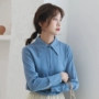Áo voan nữ chuyên nghiệp Hàn Quốc áo dài tay trắng giản dị nữ 2019 áo sơ mi khí mùa hè hoang dã mới - Áo sơ mi dài tay áo sơ mi kiểu nữ