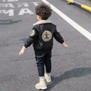 Quần áo bé trai bằng da cộng với nhung dày 2019 mới cho bé mùa thu và áo khoác mùa đông áo khoác gas bé trai thủy triều - Áo khoác