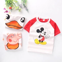 Quần áo trẻ em bán buôn gian hàng cung cấp trẻ em mùa hè ngắn tay t- shirt khâu t- shirt phim hoạt hình mickey lợn 2-4 tuổi bông áo thun trẻ em đẹp