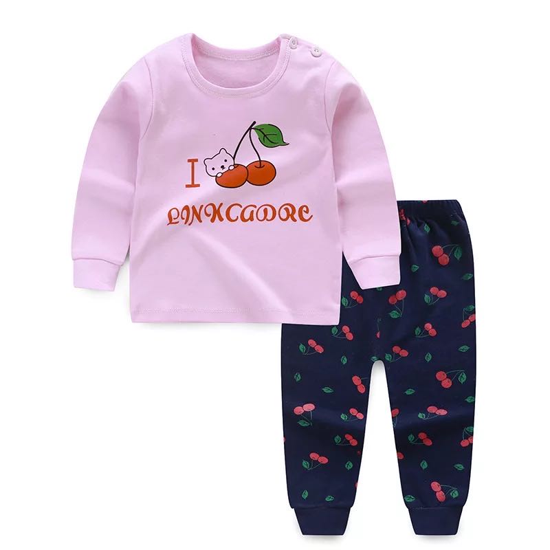 Cherry Fruit6 Months 7 Baby girl One baby Autumn trousers Autumn clothes suit 0 One 1-2-3 year winter Korean version tide pure cotton clothes virgin boy