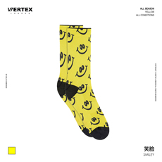 Носки для велосипедистов 英国 vertex 彩色笑脸印花速干透气排汗专业运动袜骑行袜飞盘袜
