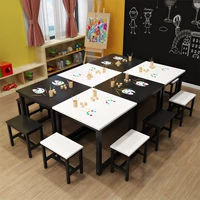 Tranh bàn học khâu trắng họp kết hợp sơn bàn mẫu giáo bàn ghế nhân viên trẻ em bàn nghệ thuật - Nội thất giảng dạy tại trường 	bảng dạy học bút lông
