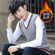 Quần áo nam thu đông cộng với áo len nhung vest vest phiên bản Hàn Quốc áo len dày ấm áp áo len học sinh không tay áo len thủy triều